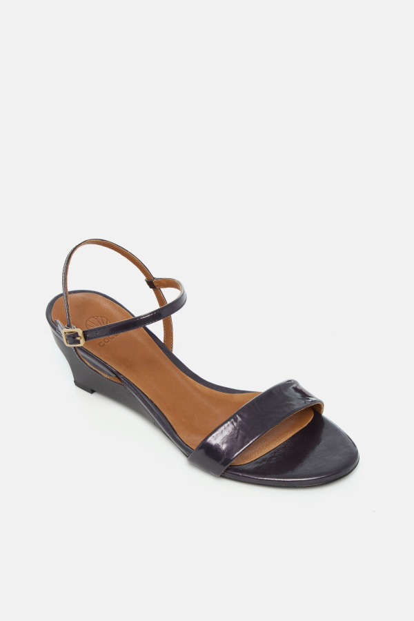 Coclico Venti Demi-Wedge Sandal - Black Pearl Antiqued Patent