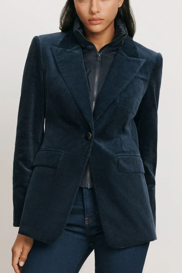 Veronica Beard Funnel Neck Down Dickey - Navy