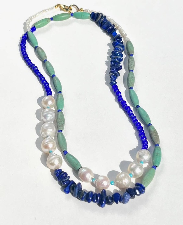 Heather Kahn Denim Pearl Doublet Necklace Heather Kahn Denim Pearl Doublet Necklace