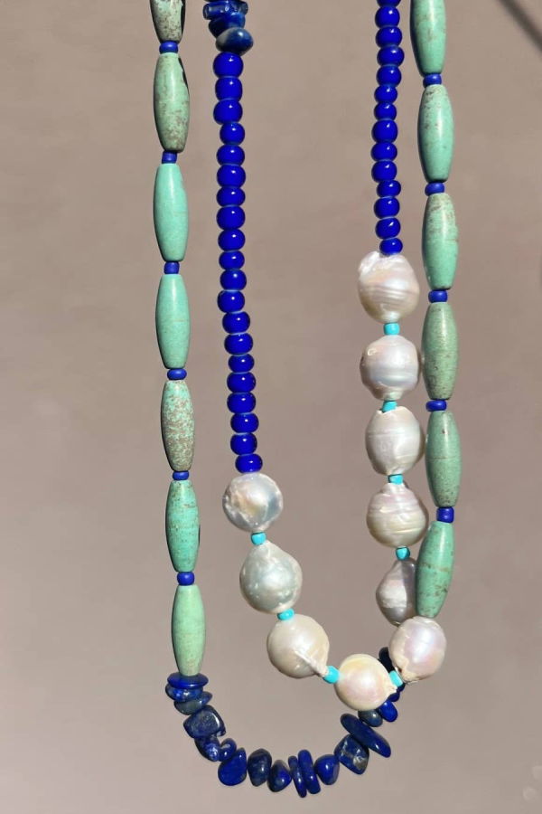 Heather Kahn Denim Pearl Doublet Necklace