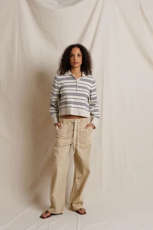 Perfect White Tee Ximena Stripe Sweater - Oatmeal Turbulence Stripe
