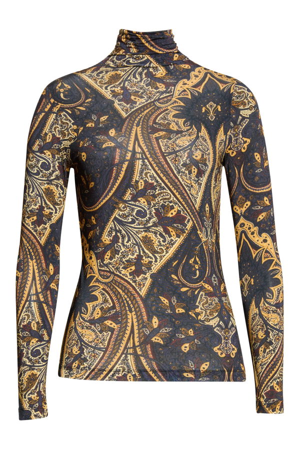 Ulla Johnson Aurella Jersey Long Sleeve Turtleneck Top - Twilight Paisley
