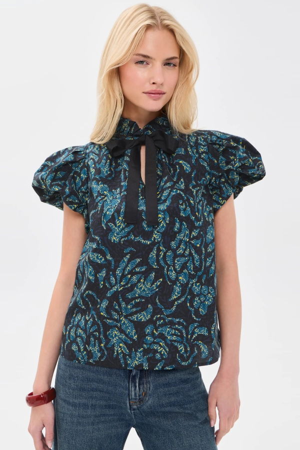 Ulla Johnson Estela Short Sleeve Cotton Top - Midnight