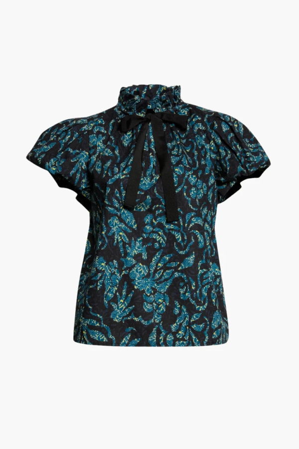 Ulla Johnson Estela Short Sleeve Cotton Top - Midnight