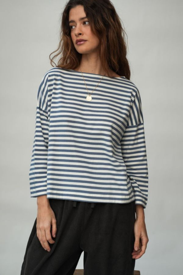 Beaumont Organic Leia-Sue Organic Cotton Longsleeve Top - Pewter Stripe