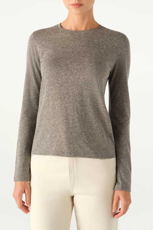 amo denim The Drew Long Sleeve Top - Heather Grey