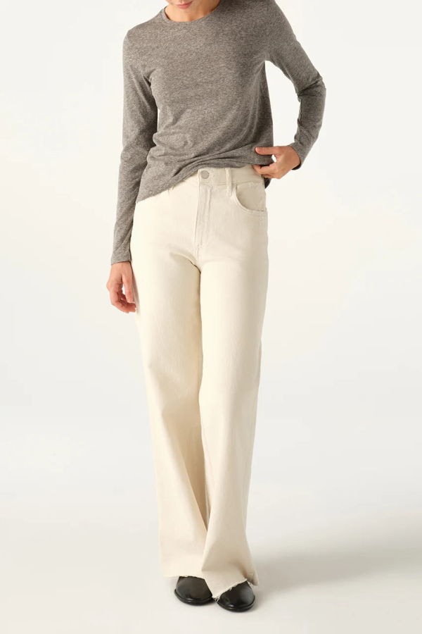 amo denim The Drew Long Sleeve Top - Heather Grey