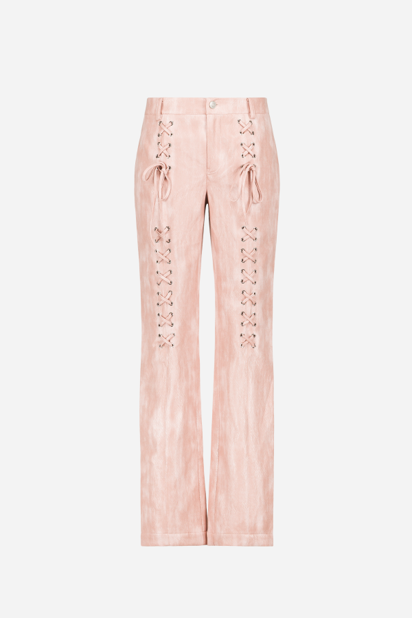 SAEMDI Gaia Lace Up Faux Leather Trousers