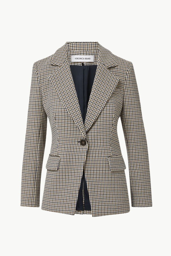 Veronica Beard Healy Houndstooth Dickey Jacket - Navy Multi