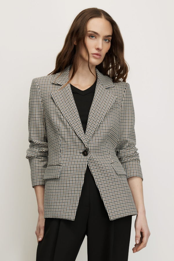Veronica Beard Healy Houndstooth Dickey Jacket - Navy Multi