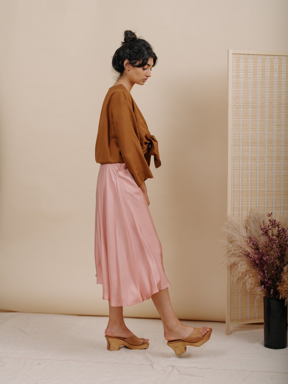 Wolcott : Takemoto Shadow Skirt - Pink Silk - Image 2 of 5