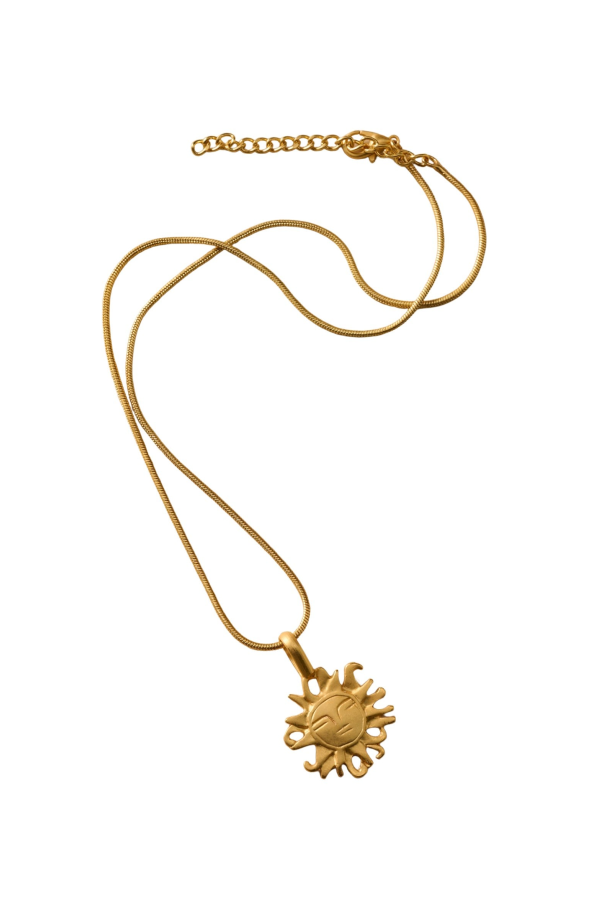 Ten Thousand Villages Calida Gold Plate Sun Pendant Necklace