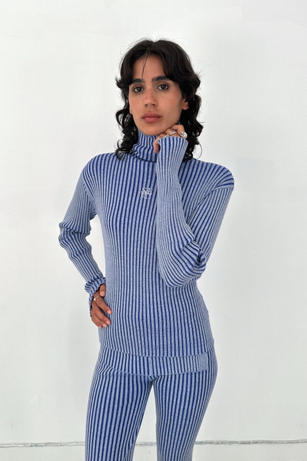 SAEMDI Eija Rib Knit Turtleneck Top