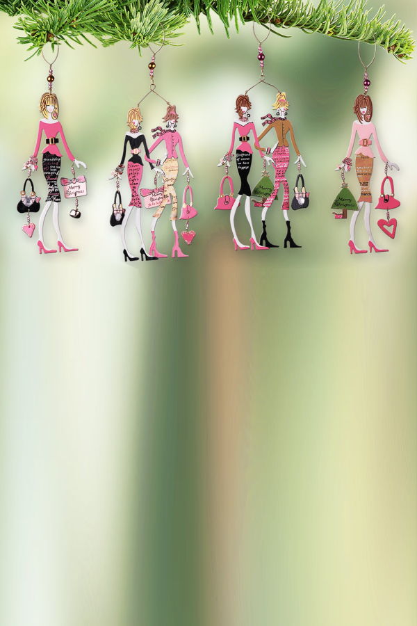 Sunset Vista Designs Chic Boutique Girlfriends Ornaments Set of 4