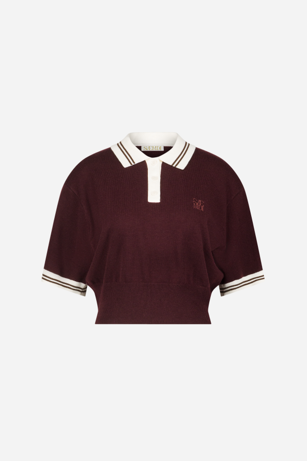 SAEMDI Remy Cropped Polo Knit Top