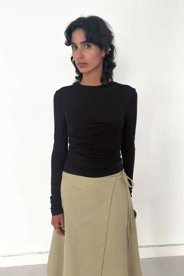 SAEMDI Shea Draped Long Sleeve Top