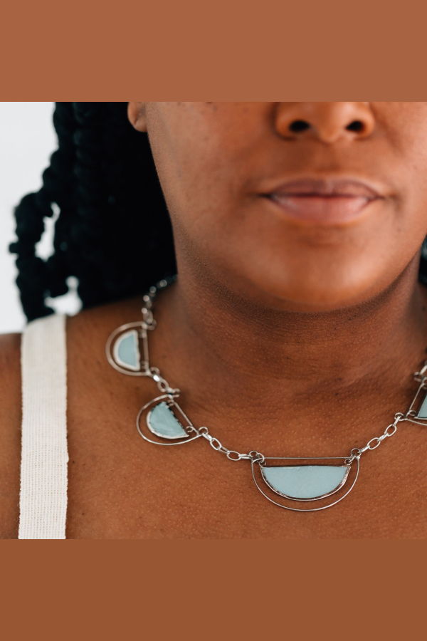 Ten Thousand Villages Half Moon Capiz Necklace