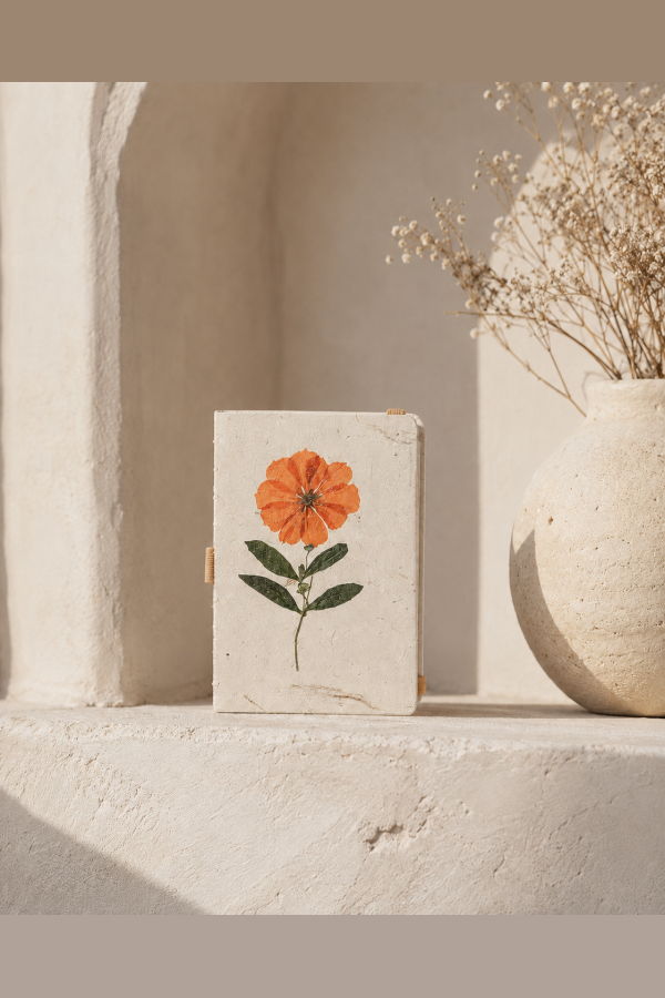 Village Thrive Handcrafted Journal With Pressed Flowers 4x6