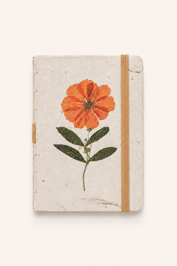 Village Thrive Handcrafted Journal With Pressed Flowers 4x6