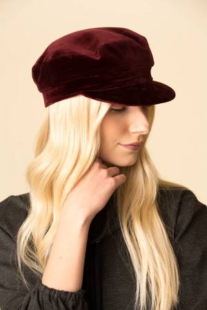 Janessa Leone Black Velvet Baker Boy Cap Janessa Leone Mattie Fisherman Hat - Black | Garmentory main image 4