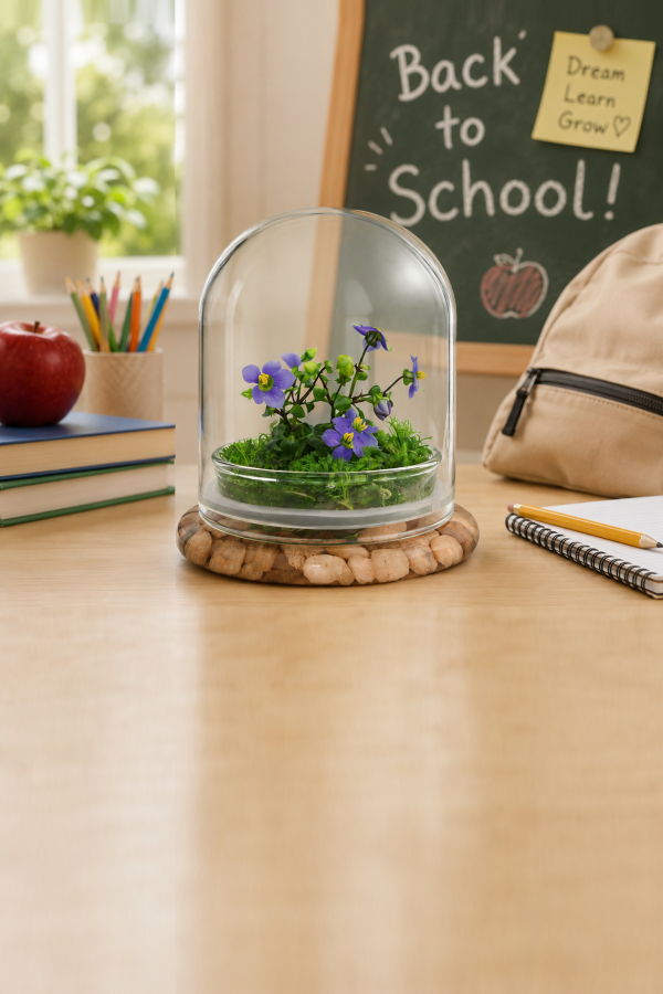 Bloomify Persian Violet (Exacum Affine) with Sundew Moss, All Season Flowering Terrarium