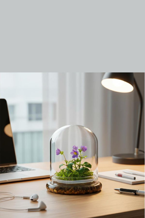 Bloomify Persian Violet (Exacum Affine) with Sundew Moss, All Season Flowering Terrarium