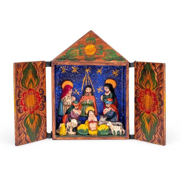 Ten Thousand Villages Regal Retablo Nativity Scene - Jewel Tones
