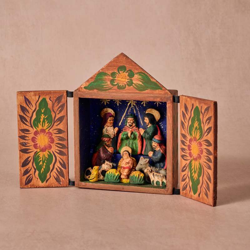 Ten Thousand Villages Regal Retablo Nativity Scene - Jewel Tones