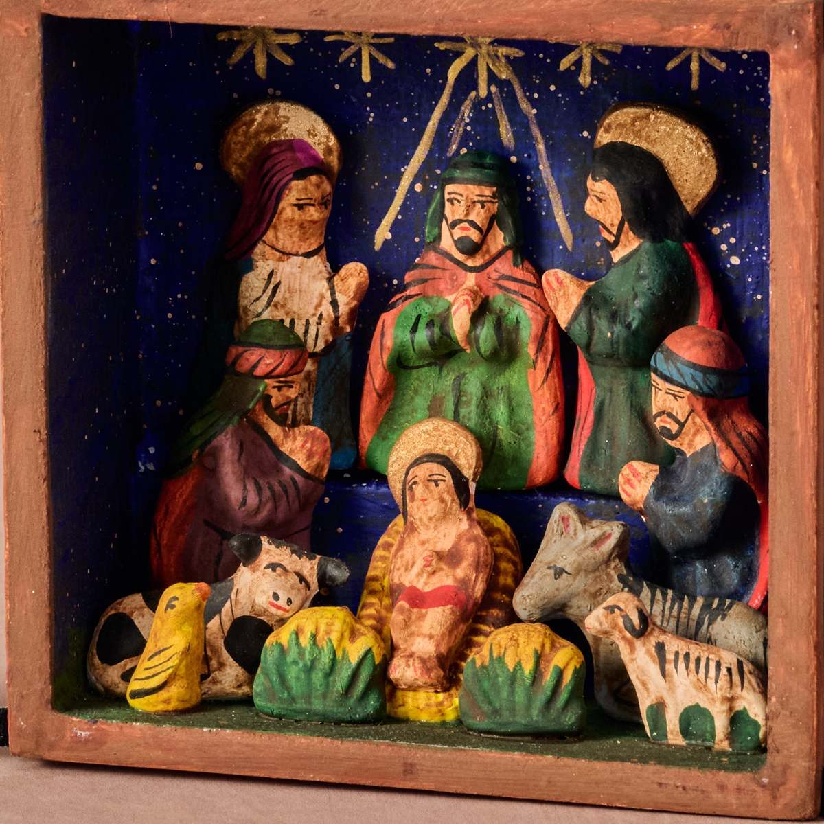 Ten Thousand Villages Regal Retablo Nativity Scene - Jewel Tones - Image 5 of 7