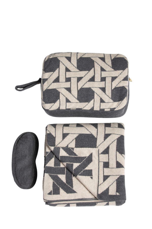 Pink Lemonade Riti Organic Cotton Travel Blanket and Eye Mask Set