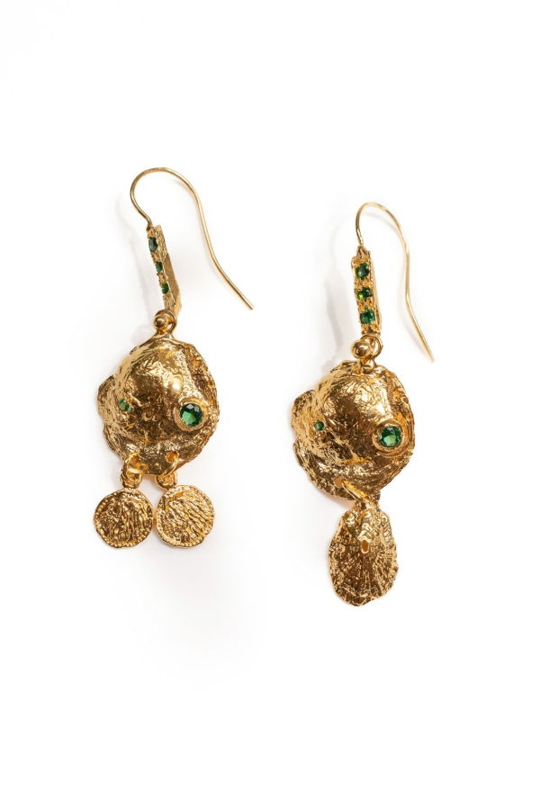 Isadore Lee Rune of Pearth Emerald Stone Earrings