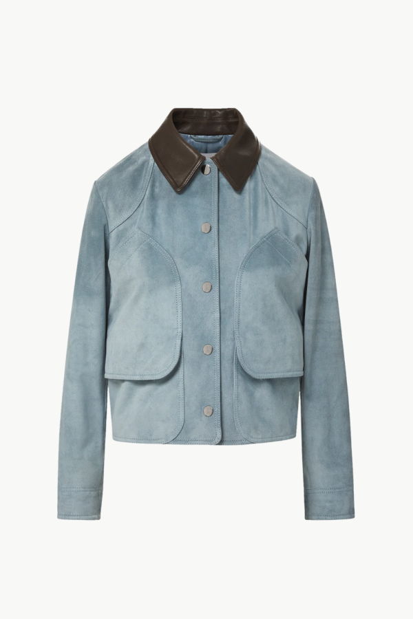 Veronica Beard Walters Suede Jacket - Blue Steel