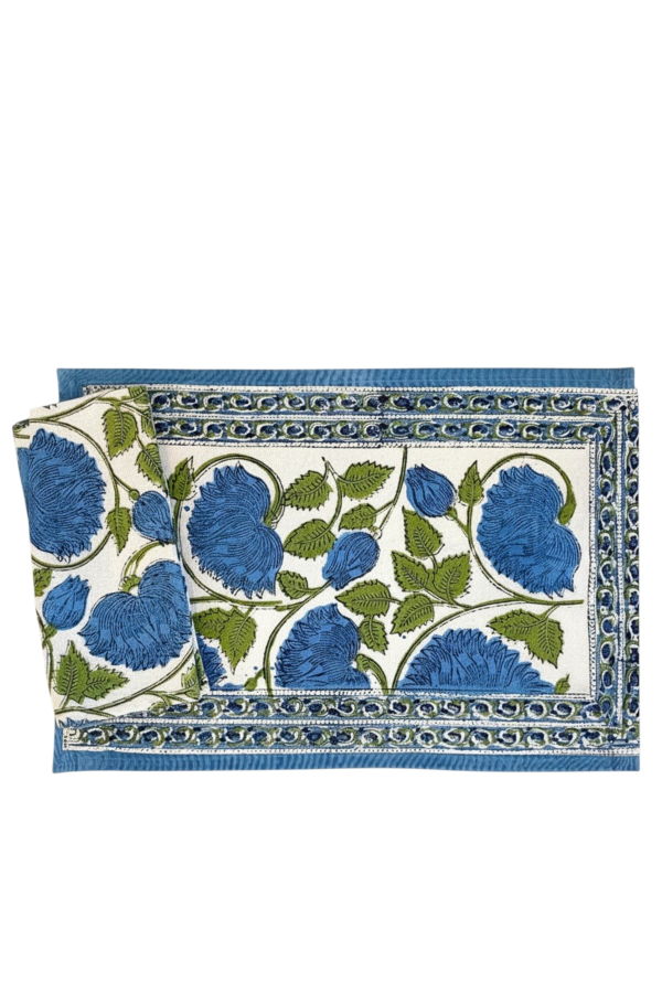 Butterfly & Bee S/4 Hand Block Print Placemat & Napkin Set