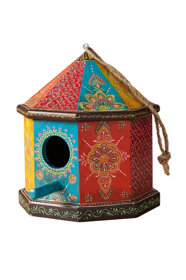 Ten Thousand Villages Sarkas Hand Painted Birdhouse with Perch