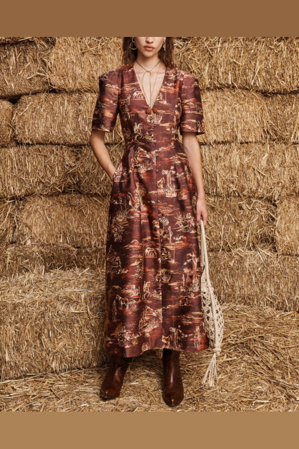 ALÉMAIS Ezra Midi Dress - Chocolate