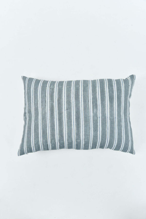 A RIVER Soft Horizon Hand Block Printed Cushion Cover