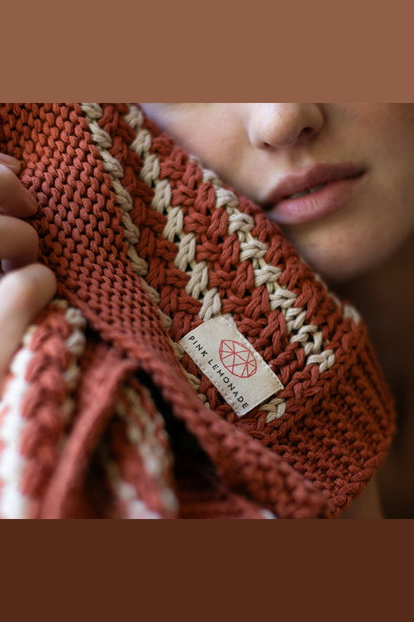 Pink Lemonade Tara Organic Cotton Knit Throw Blanket