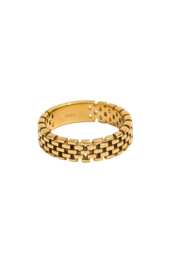 ADIBA The Links Band 18K Gold Plated Stainless Steel Ring