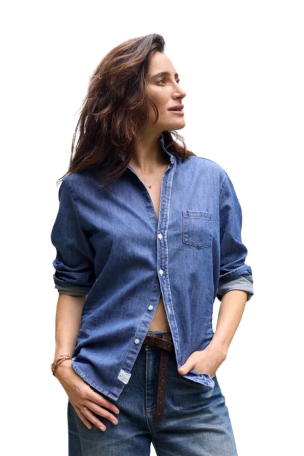 Frank & Eileen Eileen Distressed Indigo Washed Denim Shirt