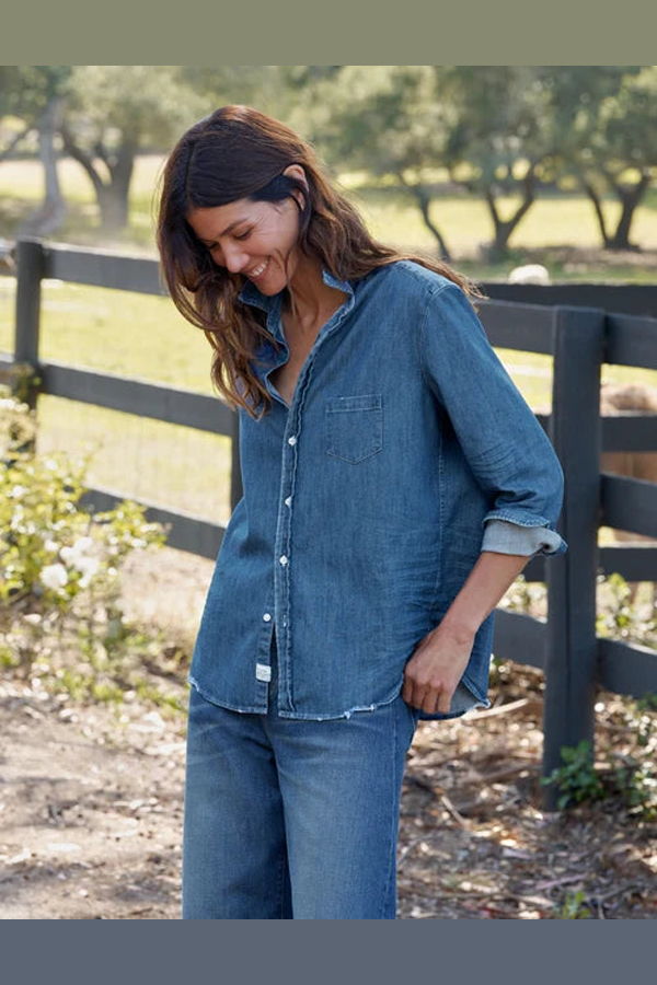 Frank & Eileen Eileen Distressed Indigo Washed Denim Shirt