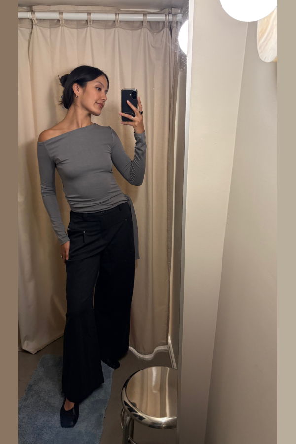 Cubic One-Shoulder Slim-Fit Long-Sleeve Top