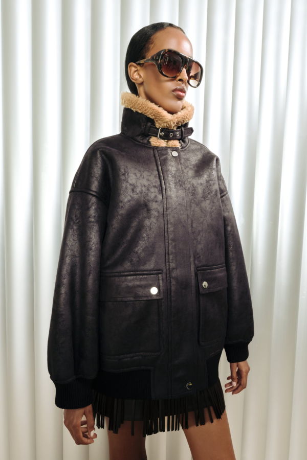 Simon Miller Halle Faux Shearling Bomber Jacket - Black