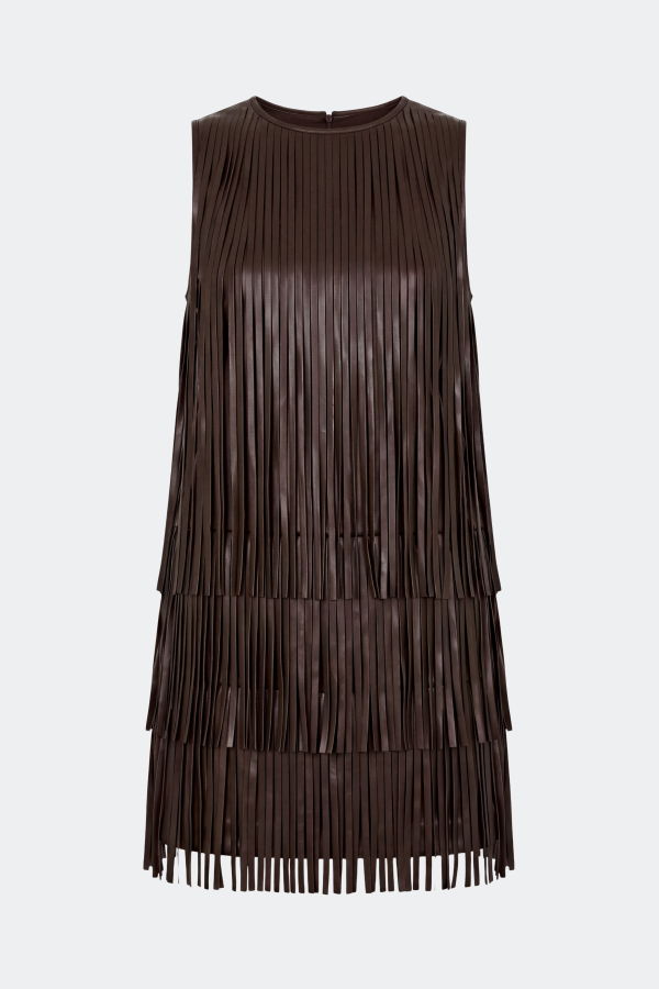 Simon Miller Jupiter Fringe Dress - Dark Choco Brown