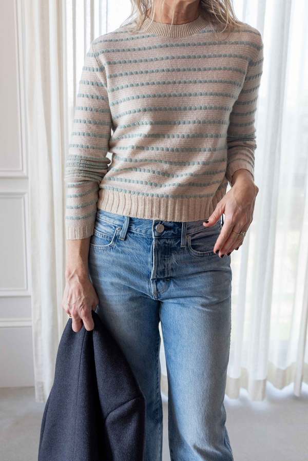 Guest in Residence Pebble Stripe Shrunken Crew Sweater