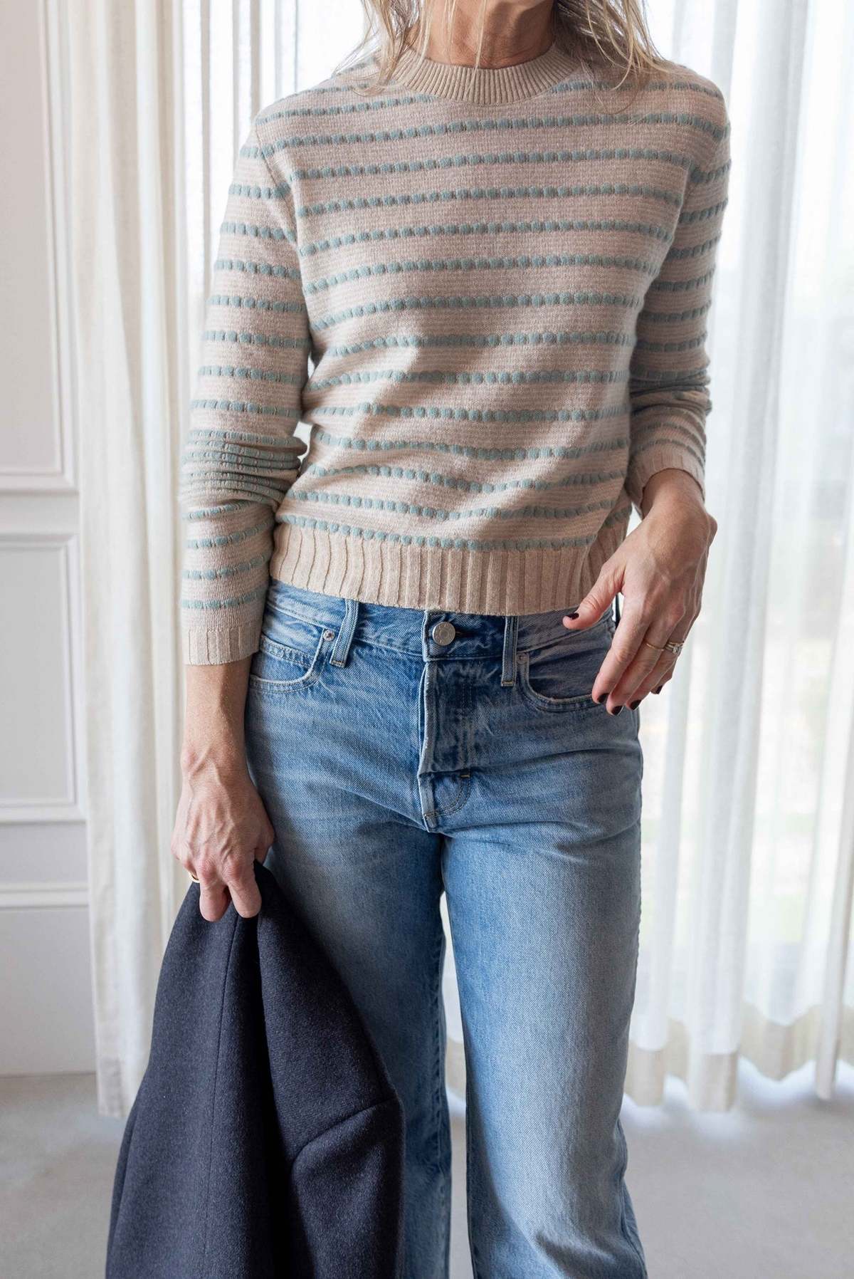Guest in Residence Pebble Stripe Shrunken Crew Sweater - Image 1 of 10