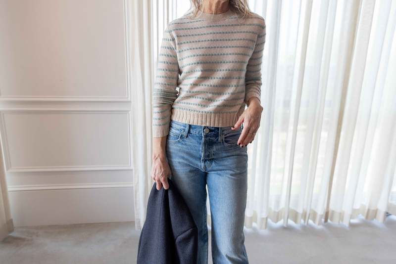 Guest in Residence Pebble Stripe Shrunken Crew Sweater