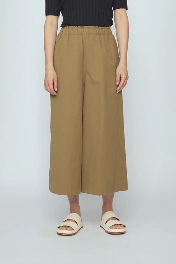 7115 BY SZEKI Elastic Culotte Pants - Brown