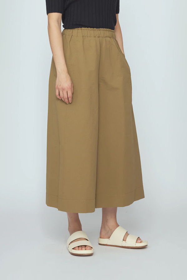 7115 BY SZEKI Elastic Culotte Pants - Brown