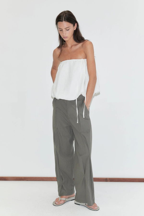 Deiji Studios Multi Pleat Pant - Moss Stripe