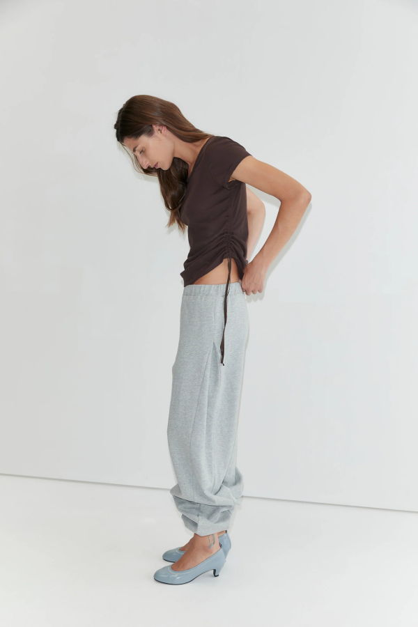 Deiji Studios Side Pleat Pant - Grey Marle